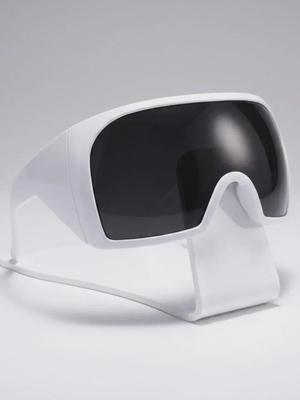 White Futuristic Shield Sunglasses - Oversized Visor Shades